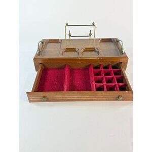 Vintage Walnut Wood Valet Storage Top Drawer Dresser Top Organizer
